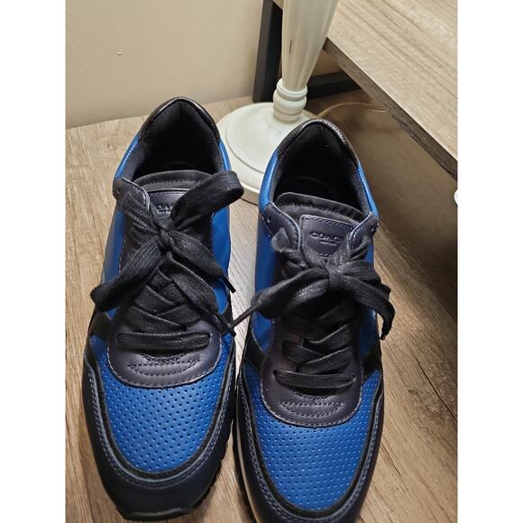 Coach Carter PERF RUNNER Sneakers Low Cut Leather FG1600 Blue Black Size 8D - Picture 3 of 16